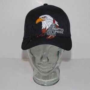 Native Pride Eagle Embroidered Graphic Black Adjustable Baseball hat Cap UNUSED